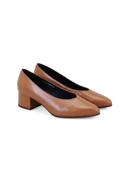 Desa Women's Brown Comfort Heeled Leather Classic Shoes