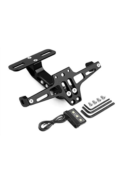 ARASMOTO Motosiklet Katlanır Plakalık Cnc Plaka Demiri Sinyal Bağlantılı Siyah Renk (Led yoktur)