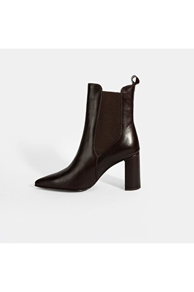 Desa Women's Brown Elastic Heeled Leather Boots