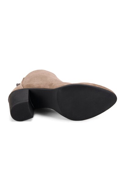 Desa Women's Mink Zippered Heeled Suede Boots