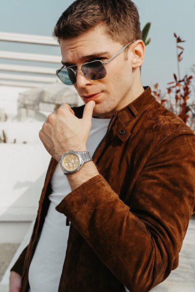 FERRO Silver Steel Band Men's Wristwatch Fm43024A-A7 All Functions Active 3Atm Water Resistant