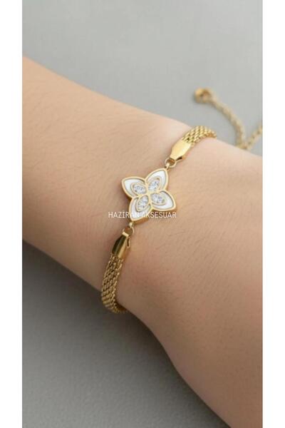 Haziran إكسسوار سلسلة من الخيزران، تمثال برسيم لؤلؤي مع حجر الزركون في المنتص...