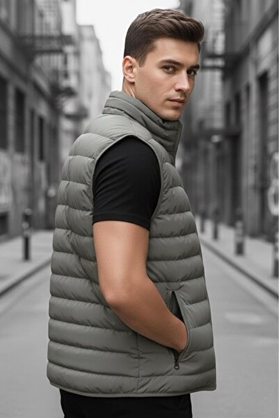 Oksit Ανδρικό φουσκωτό γιλέκο Doxfa με αδιάβροχη τσέπη με φερμουάρ και λεπτομέρεια με όρθιο γιακά