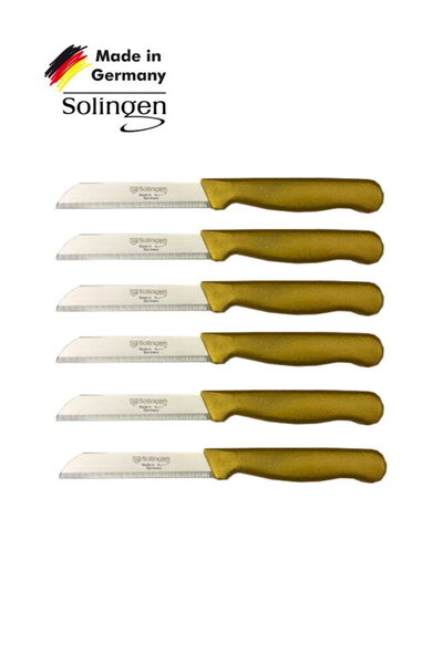 Solingen 6'lı Tırtıklı Ağız Büyük Simli Gold Meyve Bıçağı