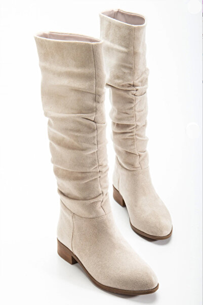 Preshley Γυναικείες μπότες με ίσια σόλα Mika με κορδόνι που συσφίγγει κάτω από το γόνατο