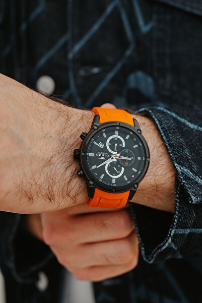 FERRO Turuncu Silikon Kordon Erkek Kol Saati FM31363D-ZL Fonksiyonları Aktif Su Geçirmez Bileklik Hediyeli