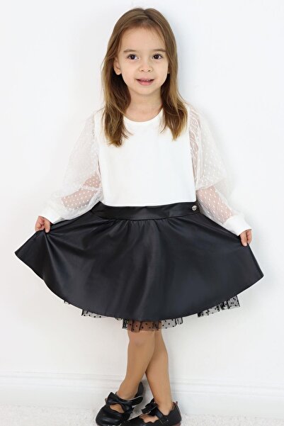 Breeze Сукня для дівчаток 3-8 років - з довгими рукавами, шкіряною спідницею, рукавами з тюлю, екрю
