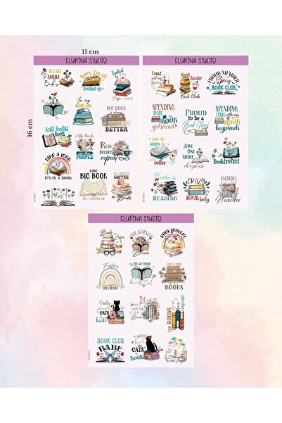 Flurina Studio Book Lover 3 Sayfa Sticker Seti BEYAZ KAĞIT