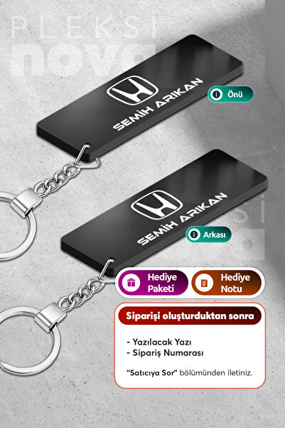 Pleksinova Kişiye Özel Marka Logolu İsimli Pleksi Anahtarlık - Çift Taraflı