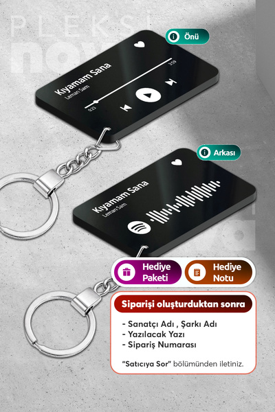 Pleksinova Kişiye Özel Spotify Barkodlu Pleksi Anahtarlık - Çift Taraflı