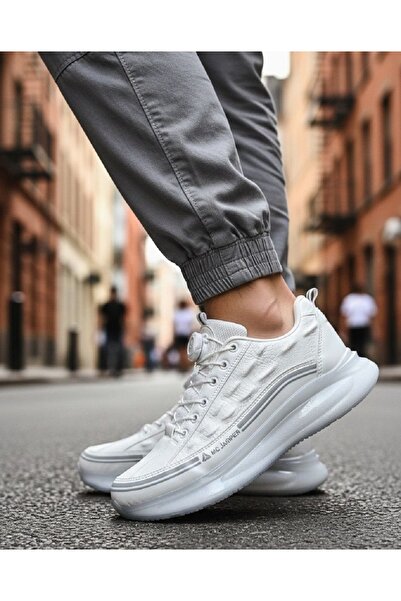 FK Spor Ayakkabı Mc Jamper 2250 Beyaz Rugan Kroko Memory Foam Taban Bağcık Ay...