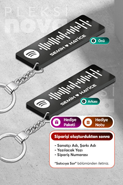 Pleksinova Kişiye Özel Sevgiliye Özel Spotify Barkodlu Pleksi Anahtarlık - Çi...