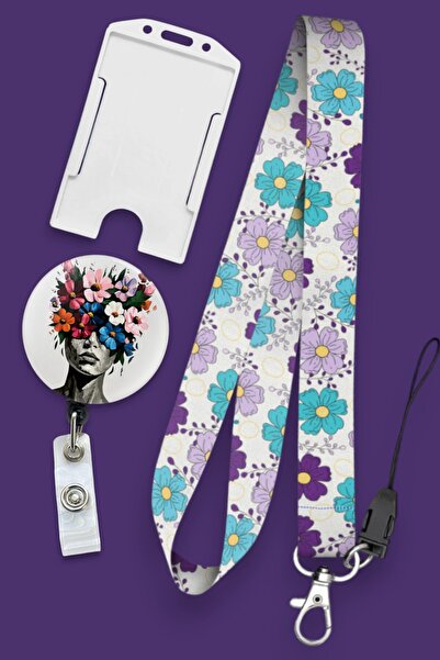 MİLLENEX Renkli Papatya Boyun Askı İpi Hemşire Askı ipi 3 lü Boyun İpi Yoyo D...