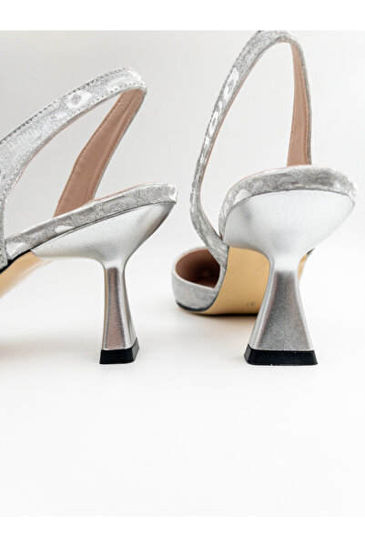 DC DONNA Women's Silvery 7cm Heeled Evening Dress Shoes