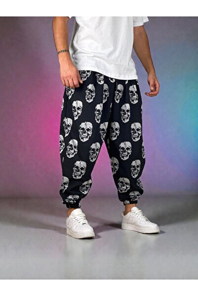 FG KONNİCHİWA Unisex Φαρδύ παντελόνι με έθνικ σχέδιο, ελαστική μέση και πόδια, με τσέπες, χαλαρό, hippie, μποέμικο, φαρδύ, έθνικ σχέδιο