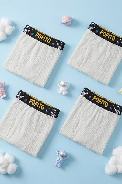 Pofito 4-Pack Gray Boys' 97% Cotton Boxer Breathable Boxer