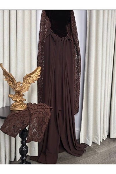 hind fashion luxurious brown lace evening dress