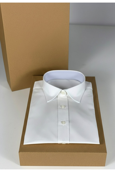 YusGos Women's Long Sleeve Cotton Easy Iron Cotton Satin Regular High Quality Premium Office Shirt White L