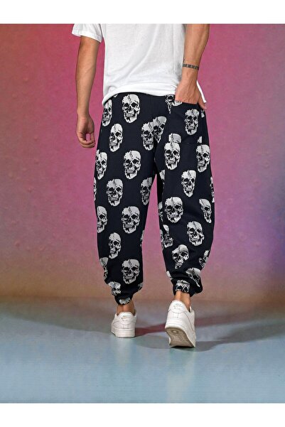 FG KONNİCHİWA Unisex Φαρδύ παντελόνι με έθνικ σχέδιο, ελαστική μέση και πόδια, με τσέπες, χαλαρό, hippie, μποέμικο, φαρδύ, έθνικ σχέδιο