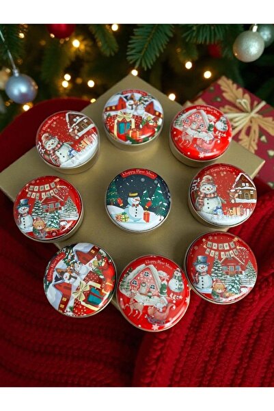 mihicandle Yılbaşı Temalı 3 Adet Metal Teneke Kutulu Mum ( Rastgele Farklı 3 Mum Gönderilir)