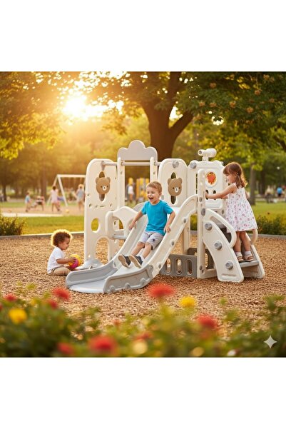 FULLJOY 3-in-1 Slide and Swing Set with Basketball Hoop for Kids, Indoor and Outdoor Playground Set for Toddlers