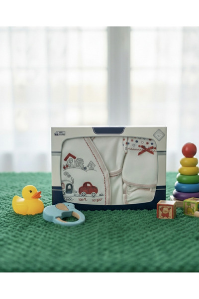 YusGos Organic 5-Piece Car Printed Newborn Hospital Discharge Set Red 0-6 Months