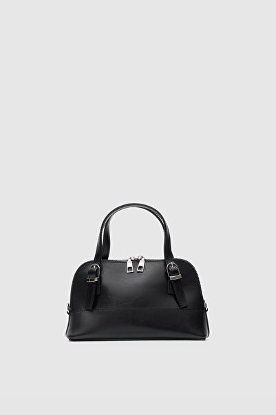 Vina Bag Siyah Fermuarlı Minimal El ve Omuz çantası