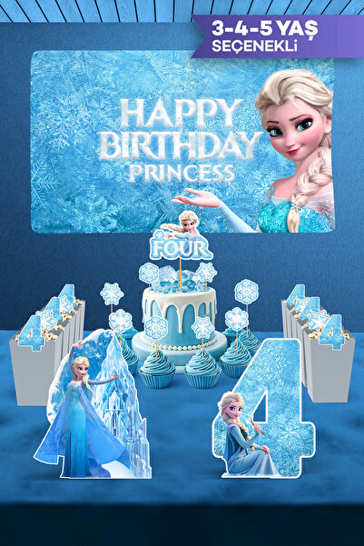 Hey Parti Frozen Elsa Doğum Günü Parti Seti (3 Yaş, 4 Yaş, 5 Yaş Doğum Günü Konsepti) - Maxi