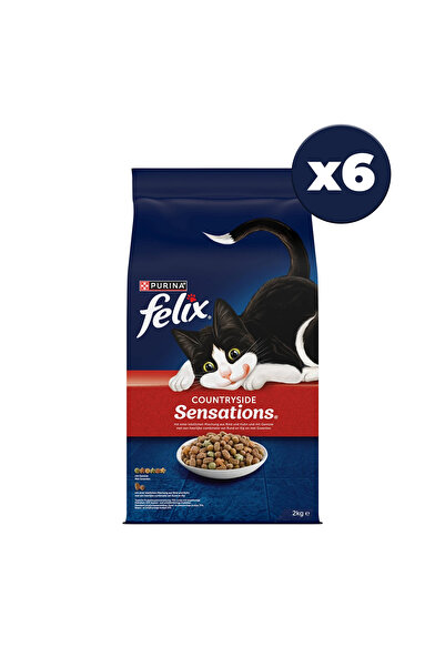 FELIX Countryside Sensations Sığır Etli ve Tavuklu 6x2 kg Yetişkin Kuru Kedi Maması