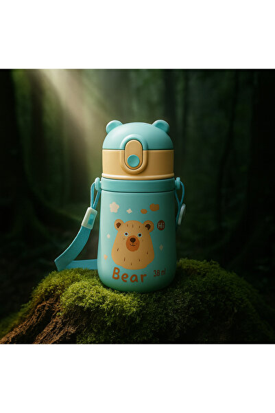 Tantitoni Soft Ice Bear Kids Stainless Steel Thermos with Strap 380 ml
