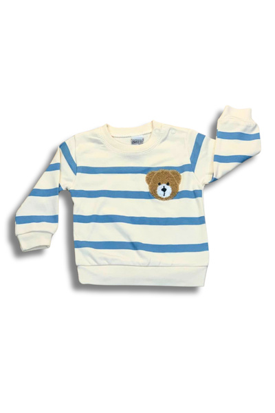 YusGos Striped Bear Flowy Baby Boy Suit Blue 9 - 12 Months