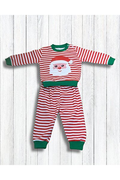 YusGos New Year Themed Santa Claus Printed Girls Boys Monthly Baby Suit Red 0-6 Months