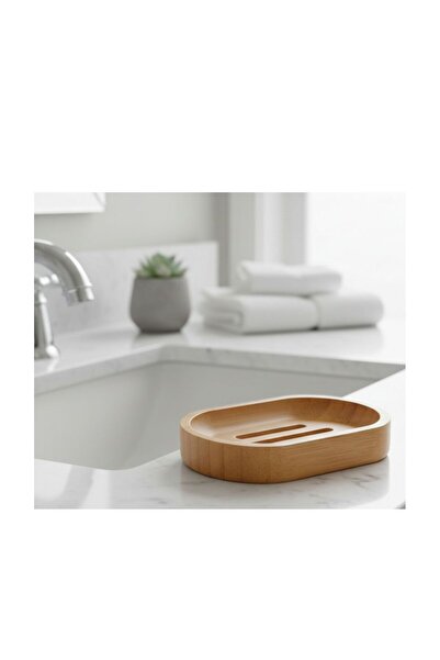 camp one Bambu Katı Sabunluk Banyo Mutfak Sabunluk Dekor Bambu Yuvarlak