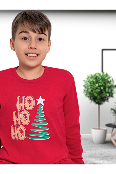 YusGos Printed Boys' New Year Family Pajamas Set Red 11-12 Years Old