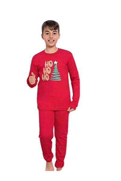 YusGos Printed Boys' New Year Family Pajamas Set Red 11-12 Years Old