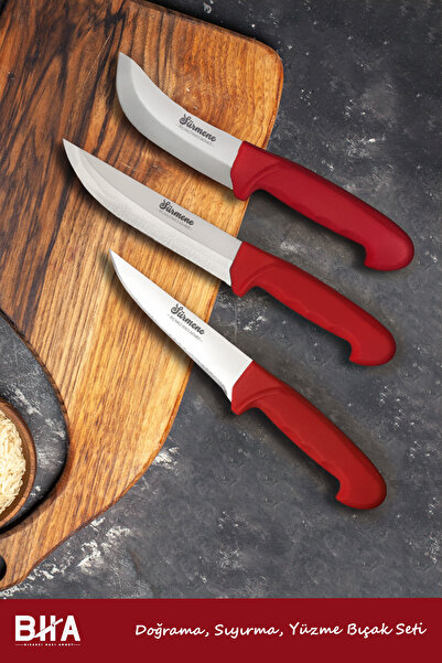 Sürmene Bıçakçı Hacı Ahmet Cherry Basics Üçlü Mutfak, Kasap ve Et Bıçakları Seti