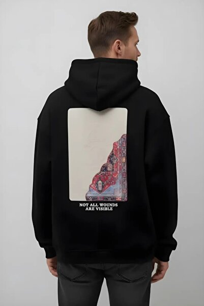 Saw Urbanity Αόρατα τραύματα - ΟΧΙ ΟΛΑ ΤΑ ΤΡΑΥΜΑΤΑ ΕΙΝΑΙ ΟΡΑΤΑ με τύπωμα oversized Hoodie - 100% βαμβάκι - Μαύρο