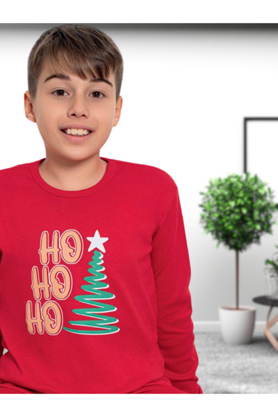 YusGos Printed Boys' New Year Family Pajamas Set Red 11-12 Years Old
