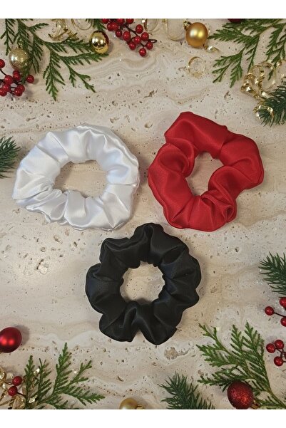 Toka Delisi Alb Roșu Verde închis Scrunchie confortabil și elegant, din satin...