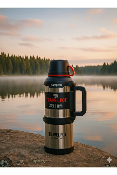 kamptek kamp teknolojisi Camping Mountain Fishing Trekking Thermos 4 Liter Steel with 48 Hours Hot and Cold Preservation