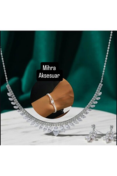 Mihra Aksesuar Kolye Küpe Bileklik Üçlü Set