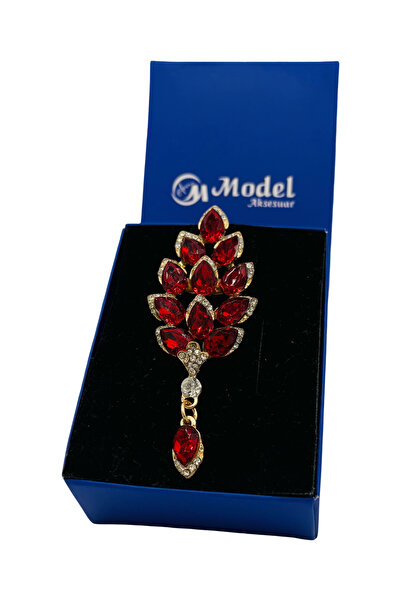 model aksesuar Damla Cam Taşlı Çamağacı Broş