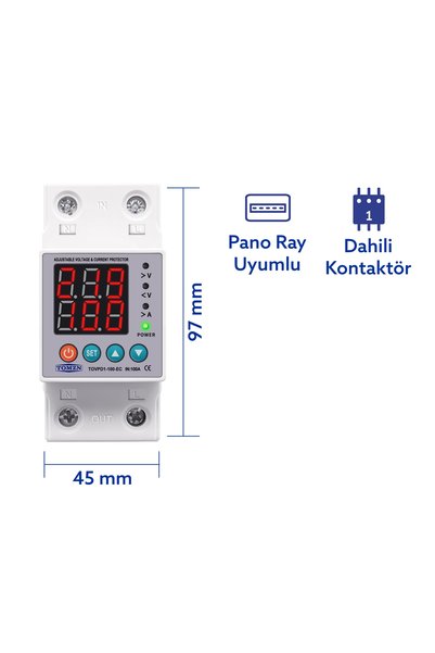 TOMZN Voltaj ve Akım Koruma Rölesi Yüksek Alçak Gerilim Akım Koruyucu 100A Elektrik Bekçisi