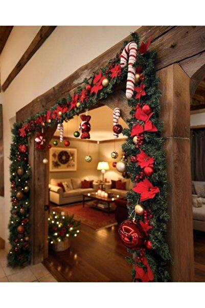 PARTİ SEPETİ Yılbaşı Kendinden Süslü Çam Garland 230 Cm 300 Dallı