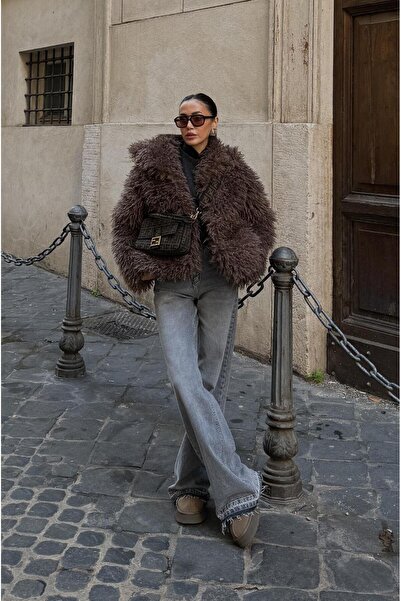 Havoş Καφέ μπουφάν από συνθετική γούνα Powell