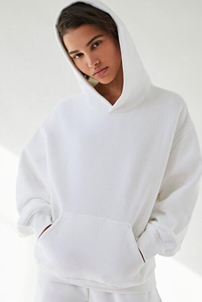 Madmext Φούτερ με κουκούλα εκρού μεγάλου μεγέθους - Τσέπη, ράστερ MG2206