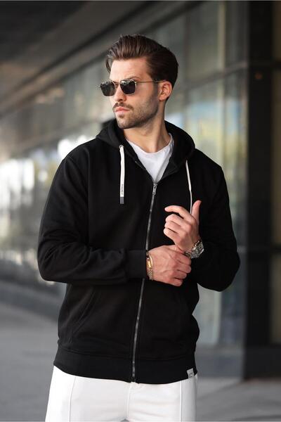 Madmext Μαύρο φούτερ με κουκούλα 6161