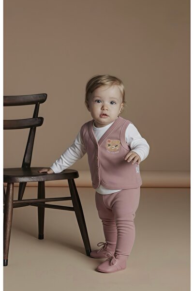 Çıtır Betüş Kids مجموعة ليتل بير للفتيات الصغيرات طقم فيست مكونة من 3 قطع