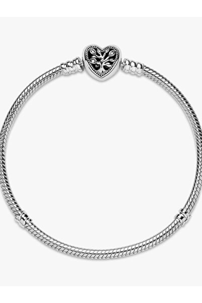 Pandora Moments Aile Ağacı Kalp Klipsli 925 Ayar Gümüş Bileklik Charm Uyumlu