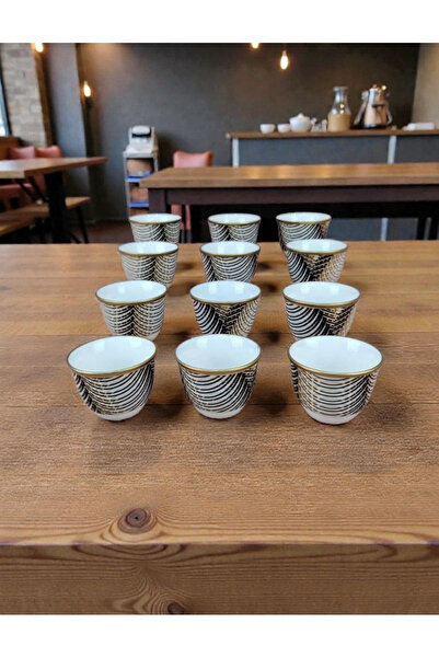 AR-Kitchen طقم فناجين قهوة بورسلين عربي مكون من 12 قطعة - طقم قهوة